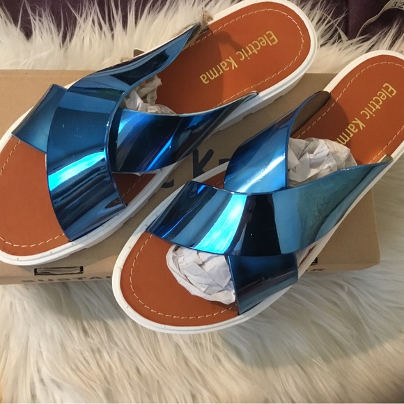 NIB Electric Karma Metallic Blue (Cobalt) Bickle Sandals, 10 - Picture 5 of 8